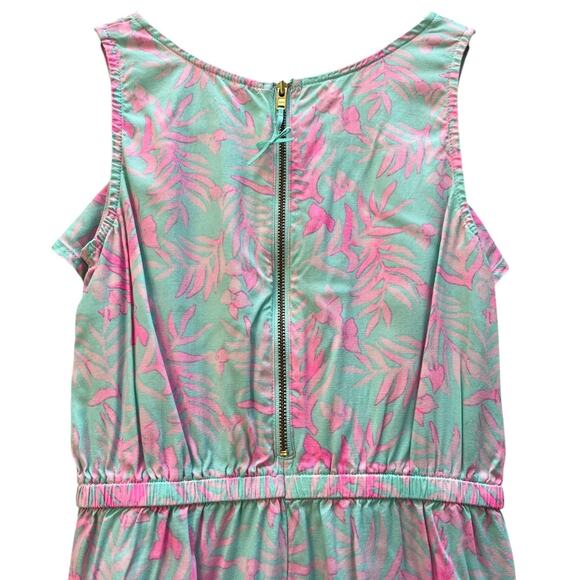 Vineyard Vines Pantsuit Tropical Print Pink Mint Green Pockets Back Zip Girl's 8 - Picture 8 of 8